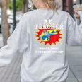 PE Physical Education Teacher Superhero Power School Women's Sweatshirt Back Print Ash