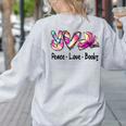 Peace Love Books Librarian Teacher Life Book Library Tie Dye Women's Sweatshirt Back Print Ash Peace Love Books Librarian Teacher Life Book Library Tie Dye Women's Sweatshirt Back Print Ash
