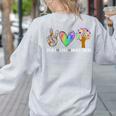 Peace Love Montessori Daycare Teacher Appreciation Women's Sweatshirt Back Print Ash