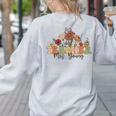 Personalized Name Teacher Mrs Young Back To School Custom Women's Sweatshirt Back Print Ash