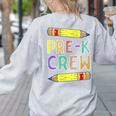 Pre-K Crew PreK Teachers Back To School Women's Sweatshirt Back Print Ash Pre-K Crew PreK Teachers Back To School Women's Sweatshirt Back Print Ash