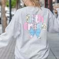Preppy Fifth Grade Teacher Blue Floral Coquette Pencil Bow Women's Sweatshirt Back Print Ash Preppy Fifth Grade Teacher Blue Floral Coquette Pencil Bow Women's Sweatshirt Back Print Ash