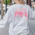 Preppy Pre k Back To School Pre-k Teachers Girls Cute Bow Women's Sweatshirt Back Print Ash Preppy Pre k Back To School Pre-k Teachers Girls Cute Bow Women's Sweatshirt Back Print Ash