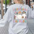 Preschool Boo Crew Groovy Halloween Floral Ghost Teacher Men Women Kids Women's Sweatshirt Back Print Ash