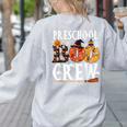 Preschool Boo Crew Teacher Halloween Women's Sweatshirt Back Print Ash
