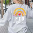 PTO Crew Parent School Volunteer Board Mom Parent Teacher Women's Sweatshirt Back Print Ash