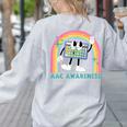 Rainbow AAC Awareness Month SPED Teacher SLP Communication Women's Sweatshirt Back Print Ash