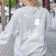 Read In Peace Skeleton Halloween Book Reading Spooky Teacher Women's Sweatshirt Back Print Ash