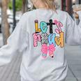 Lets Read Reading Teacher Back To School Literacy Pencil Bow Women's Sweatshirt Back Print Ash Lets Read Reading Teacher Back To School Literacy Pencil Bow Women's Sweatshirt Back Print Ash