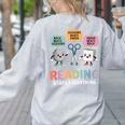 Reading Beats Everything Teacher Rock Paper Scissors Women's Sweatshirt Back Print Ash