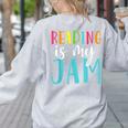 Reading Is My Jam Back To School Teacher Women's Sweatshirt Back Print Ash Reading Is My Jam Back To School Teacher Women's Sweatshirt Back Print Ash