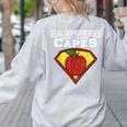 Real Superheroes Don't Wear Capes Teacher Shirt Teaching Te Women's Sweatshirt Back Print Ash