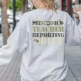 Retro Back To School Women Old Camo Preschool Teacher Women's Sweatshirt Back Print Ash Retro Back To School Women Old Camo Preschool Teacher Women's Sweatshirt Back Print Ash