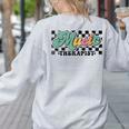 Retro Checkered Music Therapist Squad Music Therapy Teacher For Men Women Women's Sweatshirt Back Print Ash Retro Checkered Music Therapist Squad Music Therapy Teacher For Men Women Women's Sweatshirt Back Print Ash