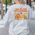 Retro Fall In Love With Learning Autumn Pumpkin Teacher Women's Sweatshirt Back Print Ash Retro Fall In Love With Learning Autumn Pumpkin Teacher Women's Sweatshirt Back Print Ash
