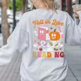 Retro Fall In Love With Learning Pumpkin Autumn Teacher Women's Sweatshirt Back Print Ash Retro Fall In Love With Learning Pumpkin Autumn Teacher Women's Sweatshirt Back Print Ash