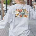 Retro Grovvy Coffee Teach Repeat Teacher Women's Sweatshirt Back Print Ash