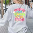 Retro Helping Small Hands Do Big Things Teacher Appreciation For Men Women Women's Sweatshirt Back Print Ash Retro Helping Small Hands Do Big Things Teacher Appreciation For Men Women Women's Sweatshirt Back Print Ash