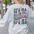Retro IT'S ME Hi I'm The TEACHER Groovy Testing Squad Pink Women's Sweatshirt Back Print Ash