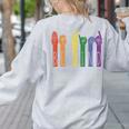 Retro Be Kind ASL Deaf Teacher Sign Language Gay Pride Women's Sweatshirt Back Print Ash
