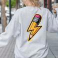 Retro Pencil Pencil Back To School Teacher Student Women's Sweatshirt Back Print Ash Retro Pencil Pencil Back To School Teacher Student Women's Sweatshirt Back Print Ash
