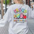 Retro Proud To Teach Multilingual Learners English Teacher Women's Sweatshirt Back Print Ash