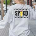 Retro SPED Teacher Pencil Lightning Bolt Back To School Women's Sweatshirt Back Print Ash
