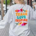 Retro Teach Love Inspire Back To School Teachers Women's Sweatshirt Back Print Ash Retro Teach Love Inspire Back To School Teachers Women's Sweatshirt Back Print Ash