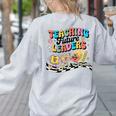 Retro Teaching Future Leaders Groovy Teacher Back To School Women's Sweatshirt Back Print Ash