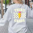 Retro Third Grade Teacher Lightning Bolt Pencil Teacher Kids Women's Sweatshirt Back Print Ash