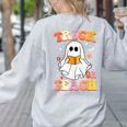 Retro Vintage Groovy Trick Or Teach Teacher Halloween For Men Women Kids Women's Sweatshirt Back Print Ash