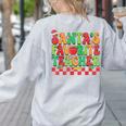 Santas Favorite Teacher Retro Groovy Christmas Xmas Women Women's Sweatshirt Back Print Ash