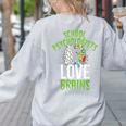 School Psychologists Love Brains Halloween Teacher Counselor Women's Sweatshirt Back Print Ash
