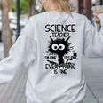 Science Teacher Appreciation Merch -Adults -Youth Grey Classic Fit Modern Science Theme Cartoon Women's Sweatshirt Back Print Ash