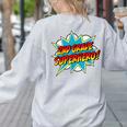 Second Grade Superhero Teacher Student 2nd Grade Comic Retro Women's Sweatshirt Back Print Ash