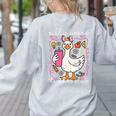 Silly Goose Teacher Club Animal Lover Groovy Teacher Women's Sweatshirt Back Print Ash