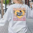 Social Studies Teacher Pencil Heart Leopard Back To School Women's Sweatshirt Back Print Ash