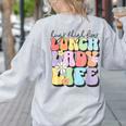 Soul Bleach Teacher Staff First Day Of School Last Hugs & High Fives Lunch Lady Vibes Blue Classic Fit Women's Sweatshirt Back Print Ash