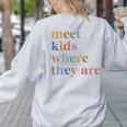 SPED Teacher SLP Meet Kids Where They Are Special Education Women's Sweatshirt Back Print Ash