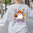 Spooky Para Crew Ghost Halloween Paraprofessional Teacher Women's Sweatshirt Back Print Ash