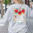 I Teach The Cutest Apples In The Orchard Cute Fall Teacher Women's Sweatshirt Back Print Ash