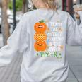 I Teach The Cutest Pumpkins In Patch Pre-K Halloween Teacher Women's Sweatshirt Back Print Ash