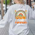 I Teach The Cutest Pumpkins In The Patch Teacher Halloween Women's Sweatshirt Back Print Ash