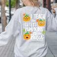 I Teach The Cutest Pumpkins In The Patch Teacher Women's Sweatshirt Back Print Ash