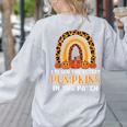 Teach Leopard Rainbow Cute Halloween Costume Teacher Women Women's Sweatshirt Back Print Ash