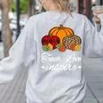 Teach Love Inspire Autumn Fall Plaid Leopard Pumpkin Teacher For Men Women Kids Women's Sweatshirt Back Print Ash