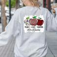 Teach Love Inspire Pre-k Teacher Apple Leopard Red Plain Women's Sweatshirt Back Print Ash