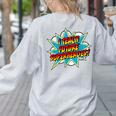 I Teach Superheroes Retro Comic Super Teacher Graphic Women's Sweatshirt Back Print Ash
