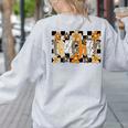 Teacher Appreciation Boho Floral Leopard Checkered Women's Sweatshirt Back Print Ash Teacher Appreciation Boho Floral Leopard Checkered Women's Sweatshirt Back Print Ash