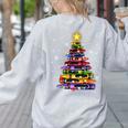 Teacher Crayon Christmas Tree Lights Student School Xmas Women's Sweatshirt Back Print Ash